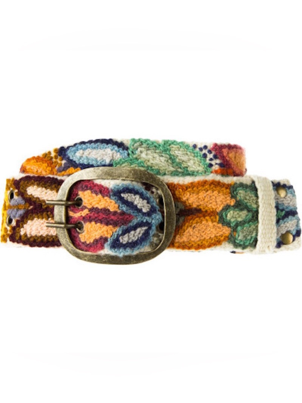 pistil Andina Multicolor Floral Needlepoint Belt with Antique Brass Buckle